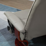 HOMCOM Swivel Recliner Chair, PU Leather Adjustable Lounge Chair with Footrest, Armrest, Wooden Base, Plush Recliner for Living Room, Gray HOMCOM