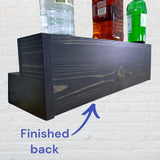 Tiered Bottle Shelf | 2 Tier Liquor Bottle Display | Bar Organization | Display Shelf | Wine Shelf | Bar Display | Kitchen Counter Shelf (24", Black) RBD Home