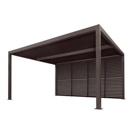 PURPLE LEAF Outdoor 12' × 16' Louvered Pergola with 16FT Detachable Louver Wall Patio Adjustable Aluminum Canopy Retractable Metal Roof for Deck Outside Backyard Hardtop Gazebo Sun Shade PURPLE LEAF
