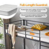 Karl home Metal Bunk Bed Twin Over Twin with 2 Storage Drawers, with USB Charging Station and LED Lighted, Safety Guardrail & Ladder, Easy Assembly, Space Saving, No Noise, No Box Spring Needed, Black Karl home