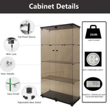 Zacis Glass Display Cabinet with Lights and Lock, 4-Tier Display Case Curio Cabinet with Glass Door, Floor Standing Showcase for Living Room Bedroom Home Office 31" W x 14.3" D x 64.5" H Zacis