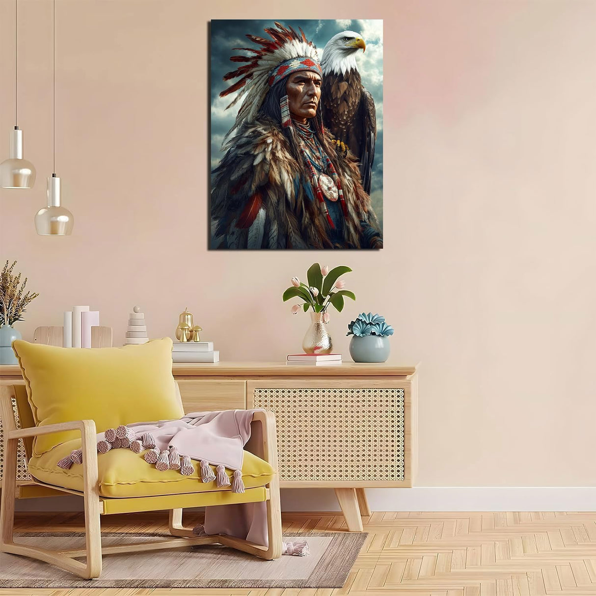 Native American Paint by Numbers Kit for Adults, 16"x20" Canvas Painting Kit for Beginners, Modern Aesthetic DIY Paint by Number on Canvas for Home Wall Decor 59 Generic