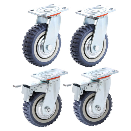 Chrov 6 Inch Heavy Duty Plate Casters Wheels Set of 4 Swivel Casters 1322lbs Smooth Silent 360 Degree Rotation Ball Bearing (2 with Brake Lock, 2 Without Brake) Chrov