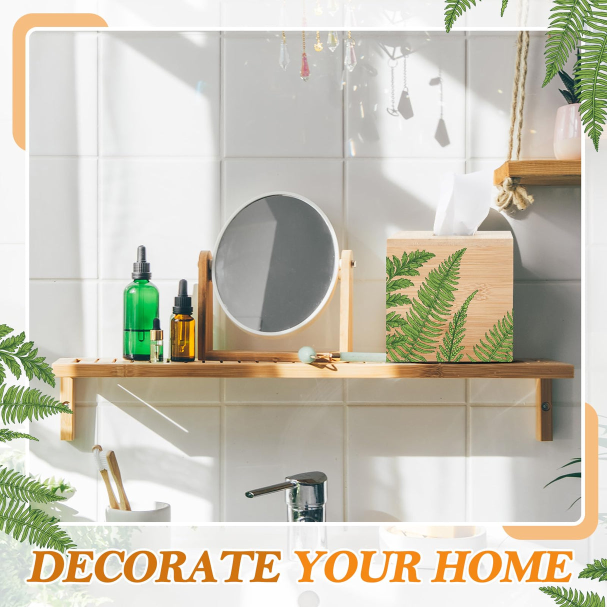 Weysat Unfinished Tissue Box Cover 5. 7 Inch Bamboo Wood Square Tissue Box Holder with Open Bottom with 2 Brushe 1 Paint Tray 12 Paint 2 Diamond Sticker for DIY Bathroom Bedroom Table Office Art Craft Weysat