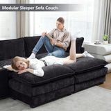 VEPXXP Oversized Modular Sectional Sofa, 159" Modern Large 6 Seater U Shaped Sectional Couch with Ottoman, Comfy Cloud Couches with Cup Holders & USB for Living Room, Spacious Space (Black) VEPXXP