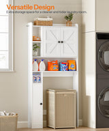 HOOBRO Over The Toilet Storage Cabinet, Farmhouse Over Toilet Bathroom Organizer with Doors and Adjustable Shelves, 31.5" W x 7.5" Dx 66.7" H, Space-Saving for Bathroom, Laundry, White WT80TS01N1 HOOBRO