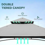 Grill Gazebo 8'x 5' Outdoor Grill Canopy BBQ Gazebo w/Air Vent, Barbecue Gazebo Canopy with 7 Hook Tools for Patio Backyard Barbecue Picnic, Grey FUNG YARD