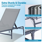 HOMELYM Outdoor Chaise Lounge Chair, Foldable & Assemble-Free, 6 Adjustable Positions, Durable Rust-Resistant Frame, Portable Outdoor Pool Lounge Chairs for Pool Patio Beach, Grey HOMELYM