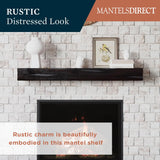 MANTELSDIRECT Breckenridge Distressed Wood Mantel Shelf - Espresso Rustic 72 Inch Beautiful Wooden Rustic Shelf - Includes Corbels Perfect for Electric Fireplaces and More! Mantels Direct MANTELSDIRECT