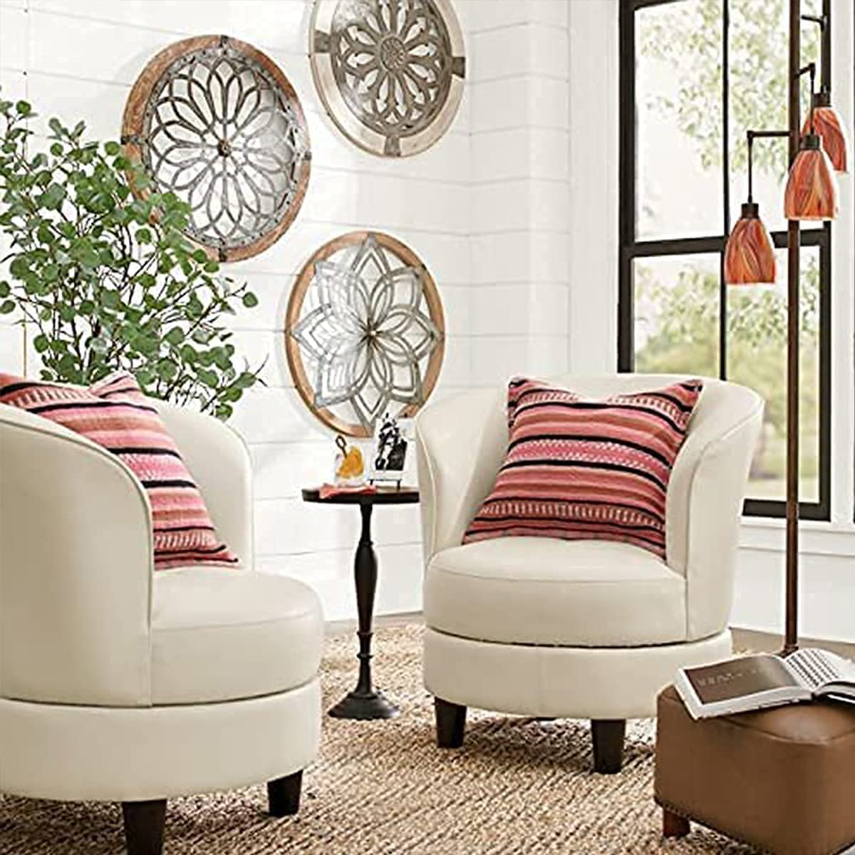 Colyltoy 3 Pieces Farmhouse Wall Decor, Rustic Wood Round Wall Art, Hanging Decoration for Living Room Bathroom Bedroom Home Indoor Outdoor Office,15.8inch Colyltoy