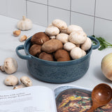 FUN ELEMENTS Lace Emboss Casserole Dish with Lid, 2 Quart Oven to Table Ceramic Round Serving Dish with Handles for Dinner and Party, Thanksgiving Christmas Gifts(Grayish Blue) FE FUN ELEMENTS