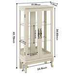 Awatiglou 2 Doors Curio Cabinet with Tempered Glass Doors, Curio Cabinets with Mirrored Back Panel and Adjustable Shelves, Lighted Display Cabinet for Home, Office Light Bulb Included White (White) Awatiglou