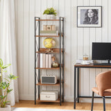 HOOBRO Bookshelf, 6-Tier Industrial Bookcase, Book Shelf Storage Organizer, Tall Bookshelf with Metal Frame for Living Room, Bedroom, Home Office, Kitchen, Rustic Brown and Black BF72SJ01 HOOBRO