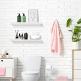 AZSKY Floating Shelves for Wall,White Wall Shelf Natural Wood 16 Inch Bathroom Shelves Over Toilet,Wall Mount Nursery Book Shelves with Invisible Brackets Set of 2 for Bedroom Living Room Kitchen AZSKY