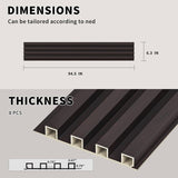 POHARE WPC Slat Wall Panels, 8 Pack Accent Decorative Acoustic Wood Slats for Wall and Ceilings, Acoustic Panels for Interior Wall Modern Décor, Black Oak, 95 x 6 in POHARE