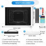 Jigsaw Puzzle Mat Roll Up 1500 2000 3000 Piece Portable Table Puzzle Board Mat Saver Keeper, Smooth Top & Non-Slip Felt Bottom with 6 Sorting Trays, Storage Bag, Inflatable Roller for Kids Adults Gift Brmoka