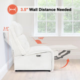 MCombo Wall Hugger Armless Power Recliner Chair with USB Ports, 29.5" Extra Wide Seat, Oversized Fabric Powered Reclining Sofa for Living Room, Small Space, ALR01 (Cream White) MCombo