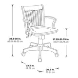 OSP Home Furnishings Deluxe Wood Banker's Desk Chair with Padded Seat, Adjustable Height and Locking Tilt, Fruitwood Finish and Brown Vinyl Office Star Products