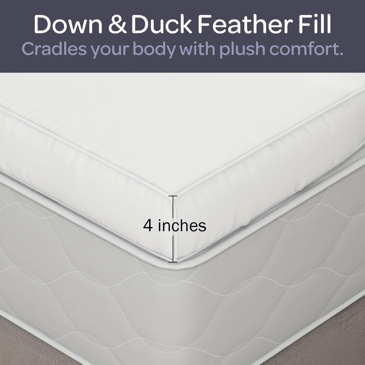 Lavish Home Down Mattress Topper - Queen 4-Inch Duck and Goose Feather Bed with Cotton Mattress Topper Cover - Plush Pillow Top for Cushion and Support (White) Lavish Home