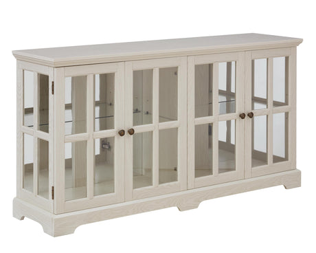 LED Curio Display Cabinet - Elegant Antique TV Cabinet with Glass Doors, Adjustable Shelves for Collectibles, Vintage Showcase with Remote-Controlled LED Lights for Home or Office (White) AMNOOI