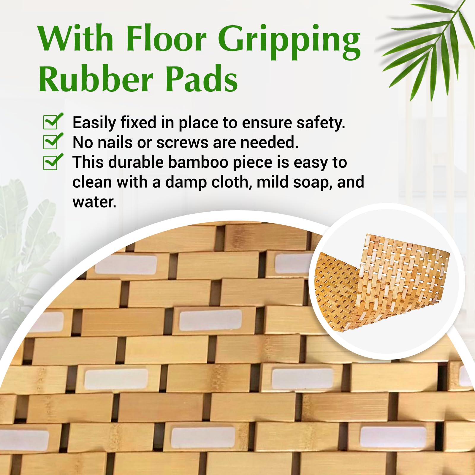 Bambonova Bamboo Bath Mat 48 x 16 Inches and Wooden Soap Dish Set Bathroom Rugs Bathtub Mat Non Slip Bath Mats for Bathroom, Kitchen Sauna Spa Hot Tub Outdoor Decor - WoodArtSupply