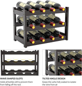 FoverOne Bamboo Wine Rack Countertop, 3-Tier 12 Bottles Wine Storage Shelf for Kitchen Pantry Cabinet - Dark Brown FoverOne