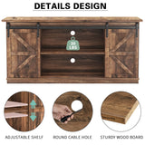 YESHOMY TV Stand for Televisions up to 65 Inchs, with Sliding Barn Doors and Storage Cabinets, Console Table and Media Furniture for Living Room, 58 Inch, Barnwood YESHOMY
