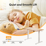 FAMISKY Height Adjustable Standing Desk, 48x 24 Inch Electric Stand up Home Office Table, Sit Stand Desk Computer Workstation with Splice Board, White Frame & Light Rustic Brown Desktop FAMISKY