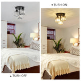 PAUFUL Crystal Semi Flush Mount Ceiling Light,3-Light Modern Close to Ceiling Light Fixtures,Black Kitchen Light Fixtures with Clear Crystal Shade,Hallway Light Fixtures for Hallway Bedroom Bathroom PAUFUL