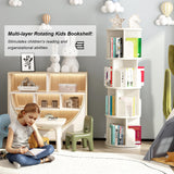 JoanKaren 51.2" Rotating White Wood Bookshelf - 4 Tier Corner Organizer for Kids and Adults JoanKaren