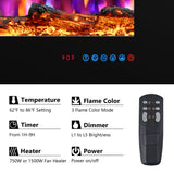 Valuxhome 72in Smart App Electric Fireplace,Recessed & Wall-Mount, Logset & Crystal,Decoration,Remote Control, 750/1500W,Black,Overheating Protection,62-86°F,Hard-Wire Valuxhome