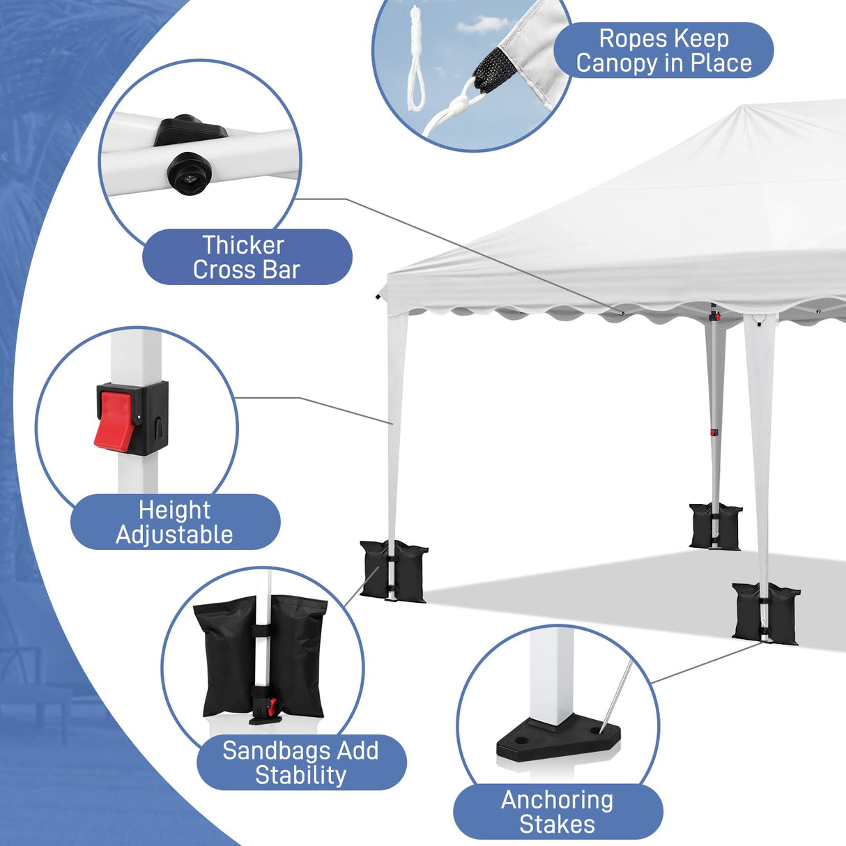 VINGLI 10x20 Pop Up Canopy Tent with Sidewalls, Commercial Outdoor Canopy Tent Pop Up Gazebo Party Tent Wedding Tents with Sandbags & Rolling Bag VINGLI