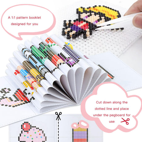 QUEFE Fuse Beads Kit of 72 Assorted Colors, 15000 5mm Beads Craft Kit Including Pegboard, Melting Beads, Ironing Paper, Tweezers & Colorful Hooks, Great Creative Arts and Crafts Set for Girls QUEFE