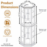 MWrouqfur 70'' Corner Curio Cabinet with Lights, Black Display Cabinet with Glass Doors, Corner China Cabinets with Adjustable Tempered Glass Shelves, Gift to Wife/Friends/Mother (Black) MWrouqfur