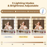 Tiptiper Large Makeup Vanity with Lights, Vanity Table with Charging Station Vanity Desk with Mirror and 10 LED Light Bulbs, Makeup Table with 5 Drawers, Nightstand and Storage Shelves, White & Gold Tiptiper