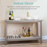 Best Choice Products 48in 2-Shelf Eucalyptus Wooden Console Table Indoor Outdoor Multifunctional Buffet Bar Storage Organizer w/Foot Sliders - Gray Best Choice Products