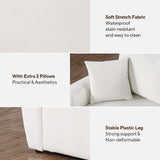 Alberobelo Sofa Couch, 66.5" White Modern Couch with Deep Seats, Chenille Fabric Comfy Sofas with Wooden Interior,loveseat Couch with Wide Armrest, Couches for Living Room, Bedroom and Office Alberobelo