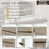 BoscoMondo Solid Wood Fireplace Mantel Shelf, Floating Mantle for Living Room, Farmhouse Rustic Wood Mantel, Easy Wall Mount with Heavy-Duty Metal Bracket (54", Oak) BoscoMondo