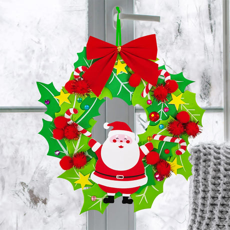 Winlyn 12 Sets Winter Crafts DIY 3D Christmas Wreath Ornaments Art Sets Santa Snowflake Snowman Foam Stickers Arts and Crafts for Kids Holiday Home Classroom Activities Winlyn