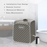 Giantex Portable Sauna, Sauna Box 3L Steam Box Remote Control, 9 Adjustable Temperature & Timer, Foot Roller, Mat & Foldable Chair, Steam Sauna for Single Person, Personal Sauna Tent for Home, Gray Giantex