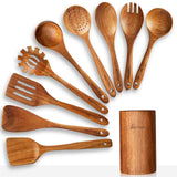 Wooden Spoons for Cooking,Wooden Utensil Set,Wooden Cooking Utensils,10-Piece Wooden Kitchen Utensil Set with Wooden Spoons(A10) WOTTISH