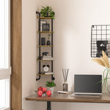 Tinpin Corner Shelf Wall Mount 5-Tier, Wall Decor for Home Living Room Bedroom, Wall Corner Shelves Bookshelf, Rustic Industrial Pipe Shelves, Brown Tinpin