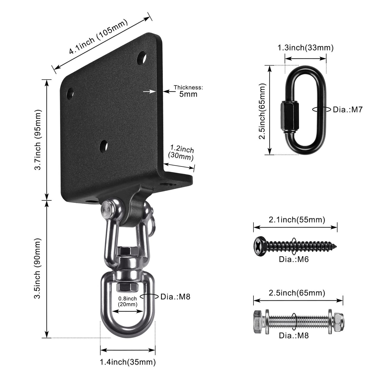 Dolibest Heavy Punching Bag Hanger, 360° Rotation I-Beam Mount for Boxing Muay Thai, Wood Beam Hook for Weight Strength Training Systems, Aerial Yoga & Hammock, Resistance Band (1000 LB Capacity) Dolibest