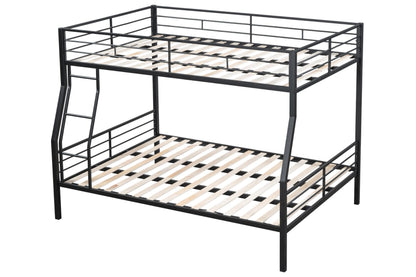 DNYN Space-Saving Full over Queen Bunk Bed with Metal Slat Support in Black - WoodArtSupply