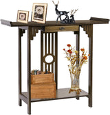 Wisfor Narrow Console Table for Entryway: 32in Brown Bamboo Hallway Table with Drawer for Living Room Bedroom, LxWxH 32x12.3x32.6in Wisfor