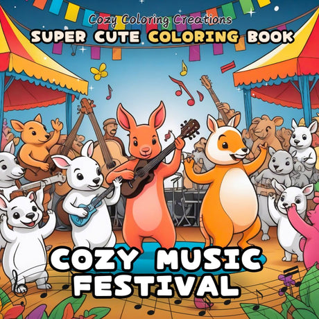 Cozy Music Festival: Super Cute Rock 'n' Rolling Coloring Book for Adults & Teens: Cute and Groovy Music Scenes for Ultimate Relaxation and Fun (Original Cozy Coloring Creations) WoodArtSupply