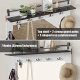 TROPOW Home Farmhouse Hall Tree with High-Definition Mirrors, Spacious Storage Space, and Stable Shoe Cubbies - Multifunctional Coat Rack and Bench for Entryway, White TROPOW