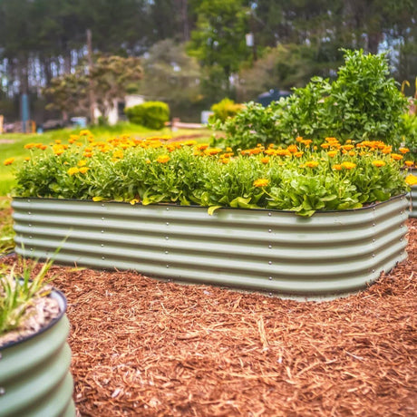 Vego garden Raised Garden Bed Kit, 17" Tall 10 in 1 Modular Metal Raised Garden Beds Kit, Metal Planter Box for Vegetables, Flowers, Herbs, Olive Green Vego garden