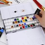 MYARTOOL Metal Tin Paint Case, Fold-Out Palette Holds 48 Half Pans, Travel Palette, Acrylic and Watercolor MYARTOOL