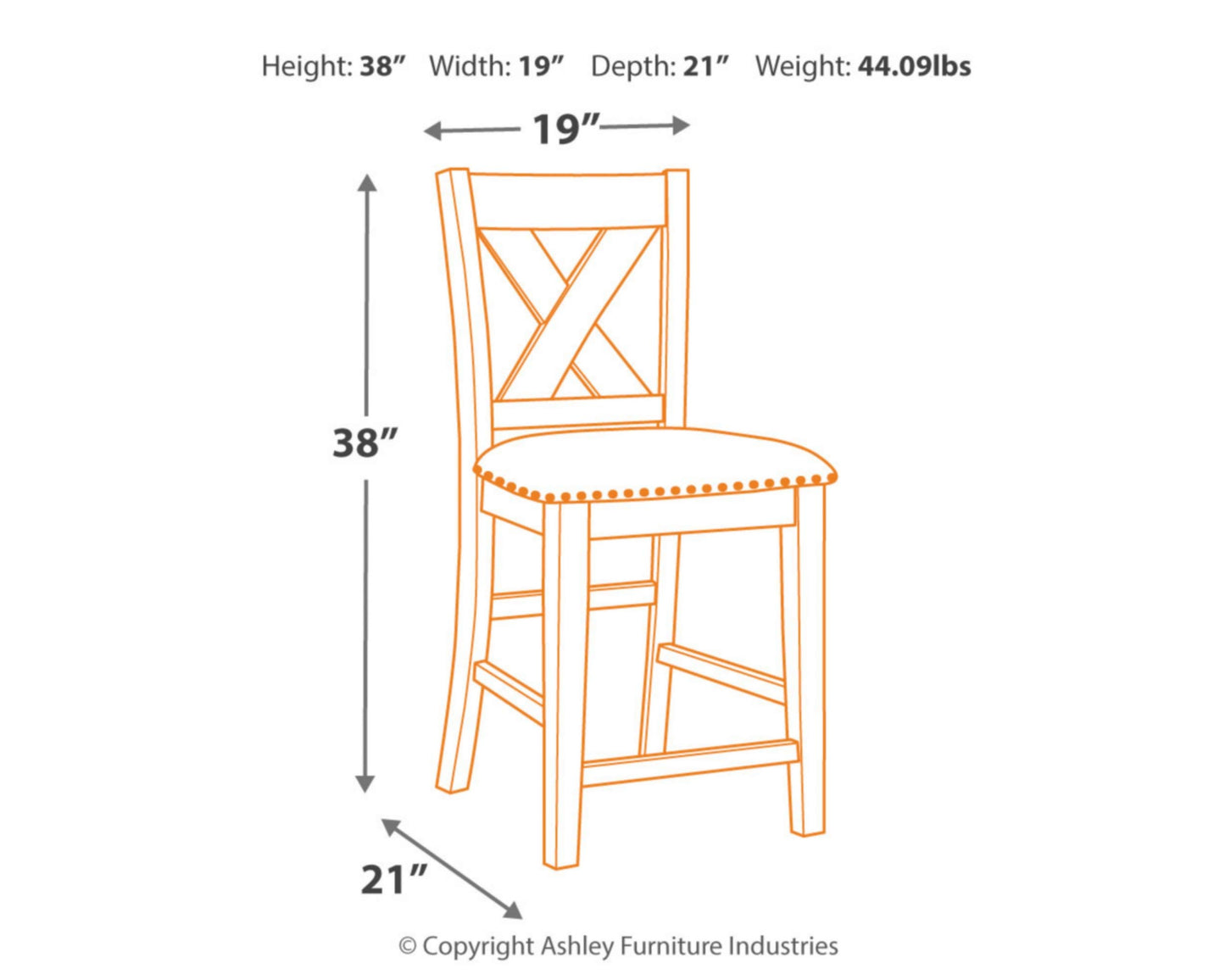 Signature Design by Ashley Caitbrook Rustic 24.63" Counter Height Upholstered Barstool, Set of 2, Gray - WoodArtSupply